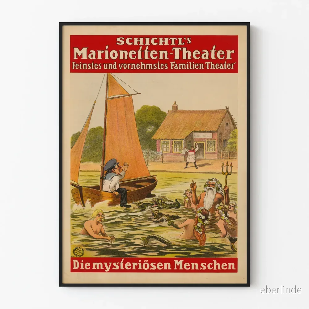 Vintageposter av Marionnettes Schichtl’s Familjeteater