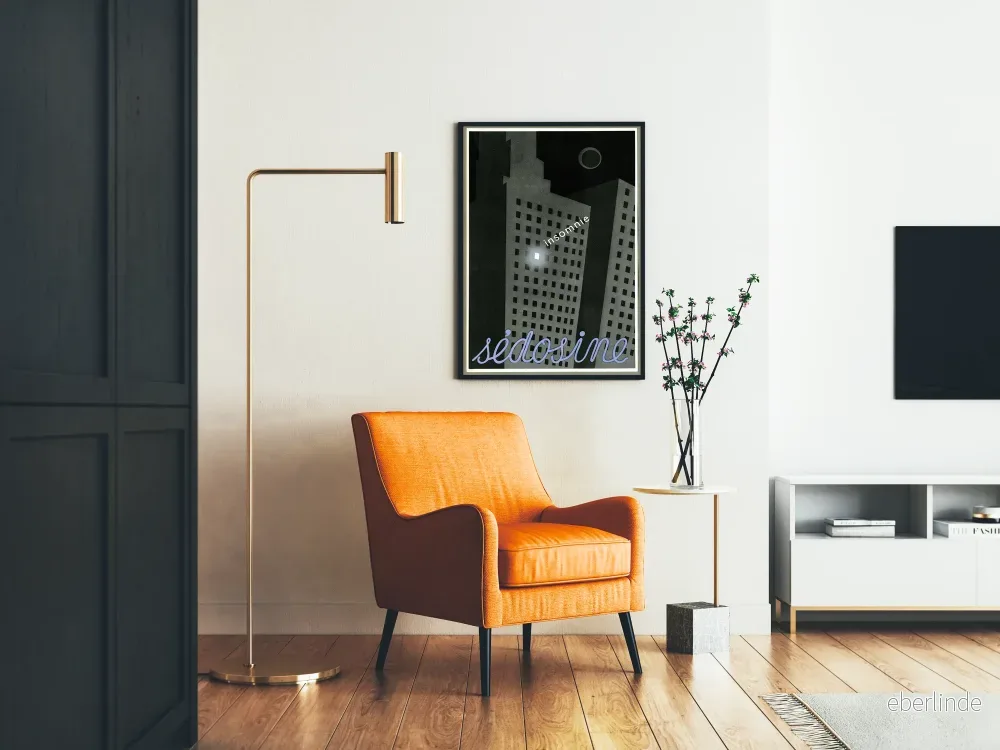 Art Déco-affisch Nattliga byggnader med text Insomnia - Bild 2