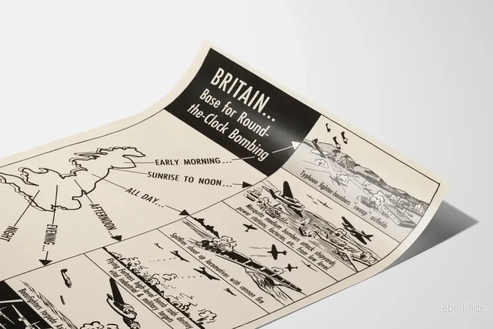 Vintage väggposter med flygplansmotiv Storbritannien bombningar 1940 - Bild 3