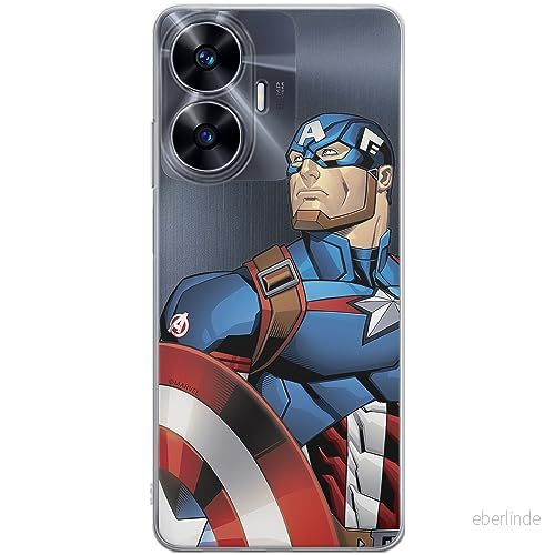 ERT GROUP mobiltelefonfodral för Realme C55 originalt och officiellt licensierat Marvel mönster Capitan America 011 optimalt anpassad till formen på mobiltelefonen, gedeeltelijk transparant 5905511873578