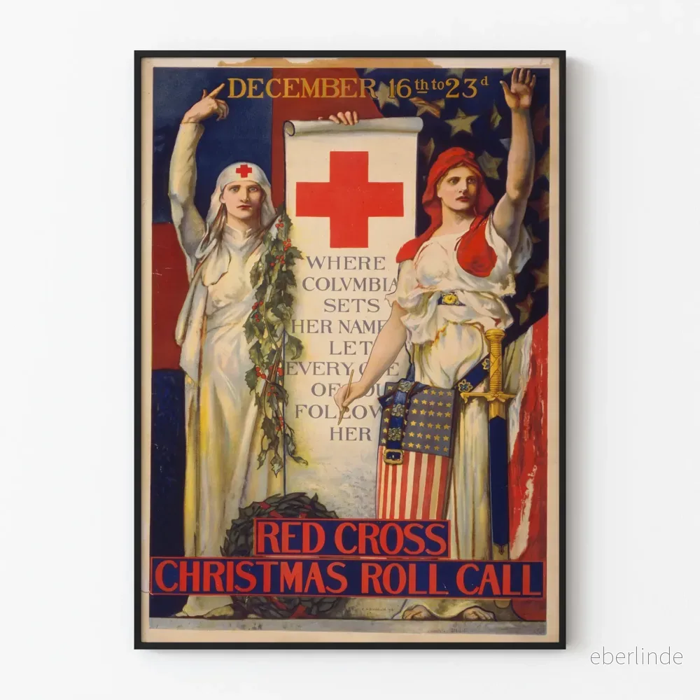 Vintageposter Röda Korset Julröstning December 1918