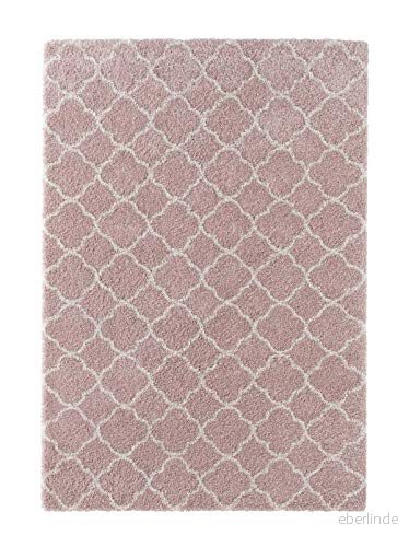 Mint Rugs högklackade matta Luna mjukt fluffigt geometriskt mönster (100% polypropylen, lämplig för golvvärme, robust) 120x170 cm Rosa kräm 4260482440053