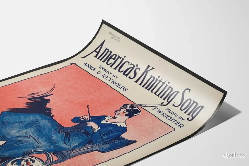 Vintageaffisch America's Knitting Song - Illustration av klassisk stickning - Bild 3