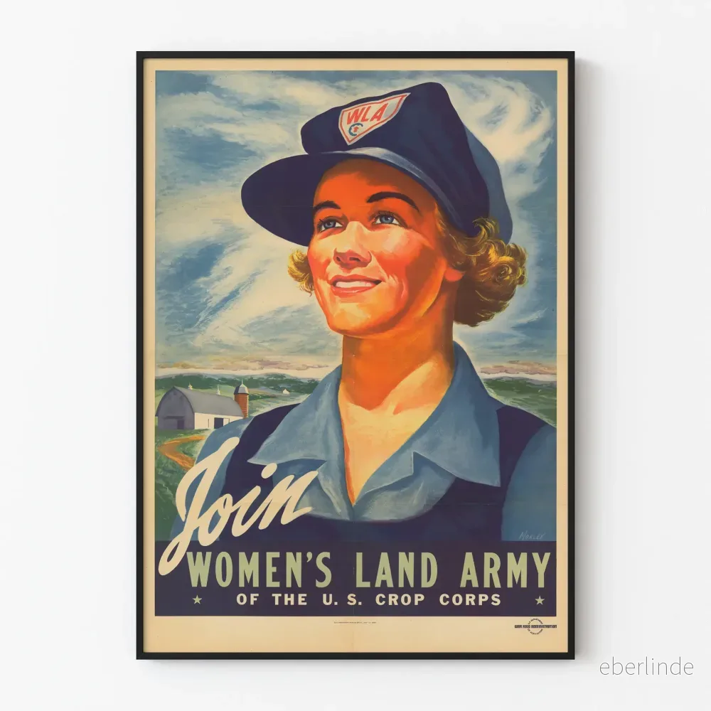 Vintageposter Join Women's Land Army - Retro Väggdekoration