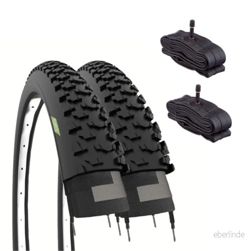 Ecovelò Unisex vuxna 24 x 1,95 V.a kameror. 2 däck (50507) kammare med amerikansk ventil, svart, en storlek 769322304769