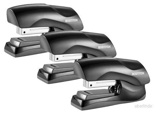 Bostitch Office Heavy Duty häftapparat, 40 ark kapacitet, inget sylt, halvremsa, passar i handflatan, för klassrum, kontor eller skrivbord, svart, 3 pack 842048032809