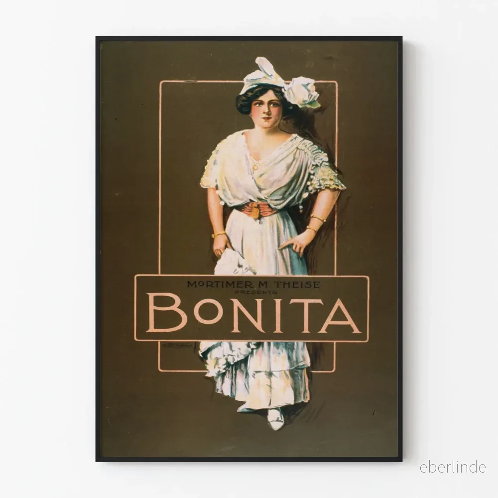 Vintageposter Bonita Mortimer M. Theise för väggdekoration