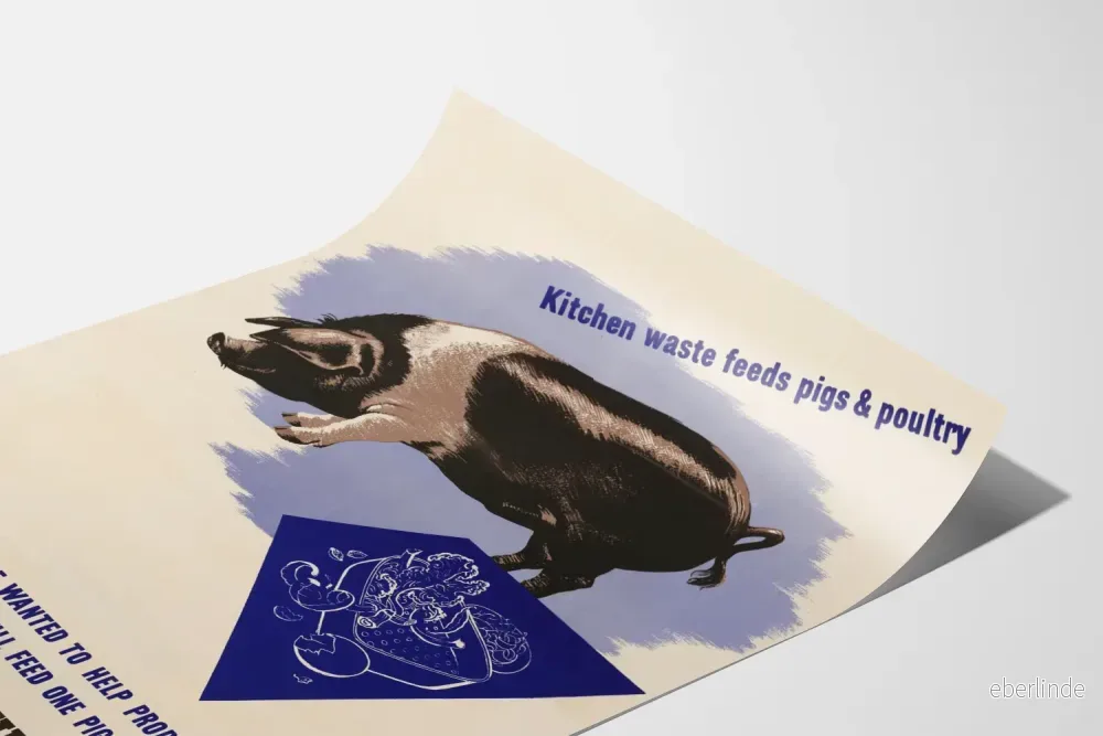 Vintageposter som uppmuntrar till att värdesätta köksavfall för att mata djur - Bild 3