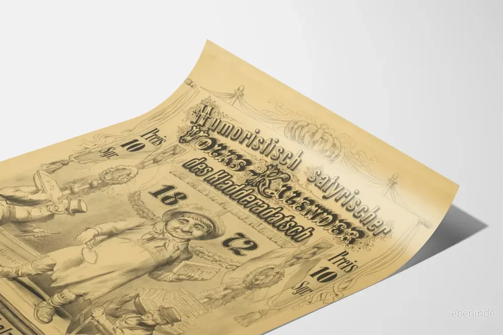 Tysk satirisk vintageposter från 1872 – Humor och karikatyr - Bild 3