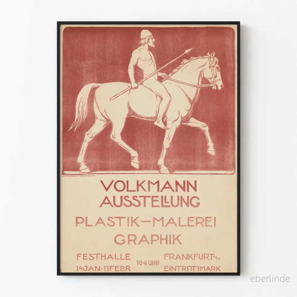 Vintageposter för konstutställning Volkmann - Hästtema väggdekoration