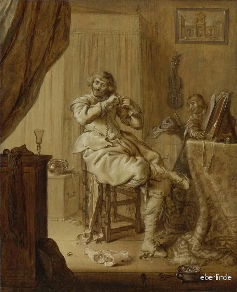 Målning En ryttare vid sin toalett, kanske en självporträtt - Adriaen Pietersz van de Venne | Konsttryck - Bild 2