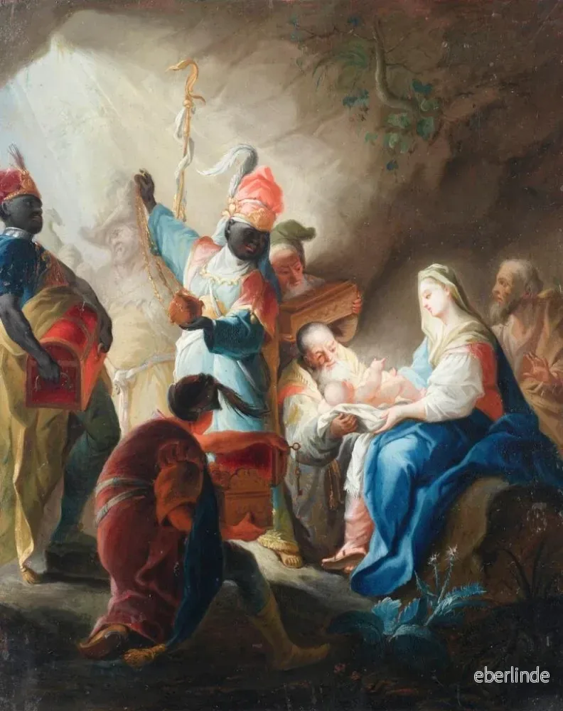 Målning L'Adoration des Mages - Efter Johanna Evangelista Holzer | Konsttryck - Bild 2