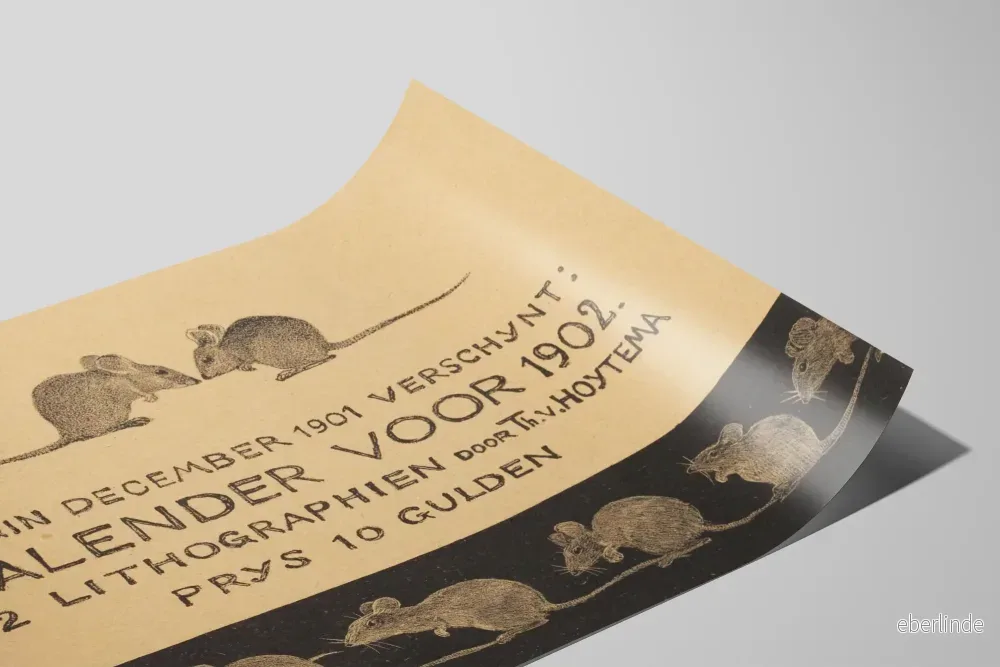 Vintage kalenderposter från 1902 med musmönster - Bild 2