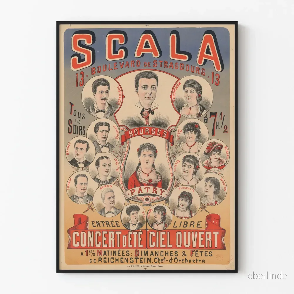 Vintageposter Scala Bourges Sommarkonsert väggdekoration