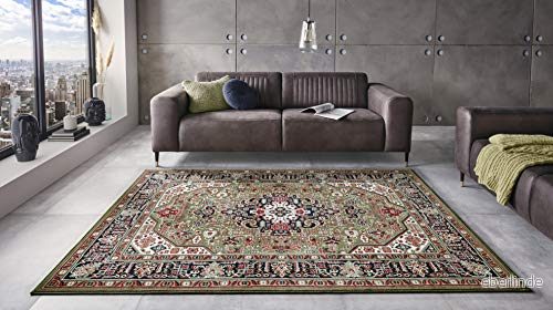 Nouristan Orientalisk matta med kort lugg Skazar Isfahan grön, 160 x 230 cm 4260648239057