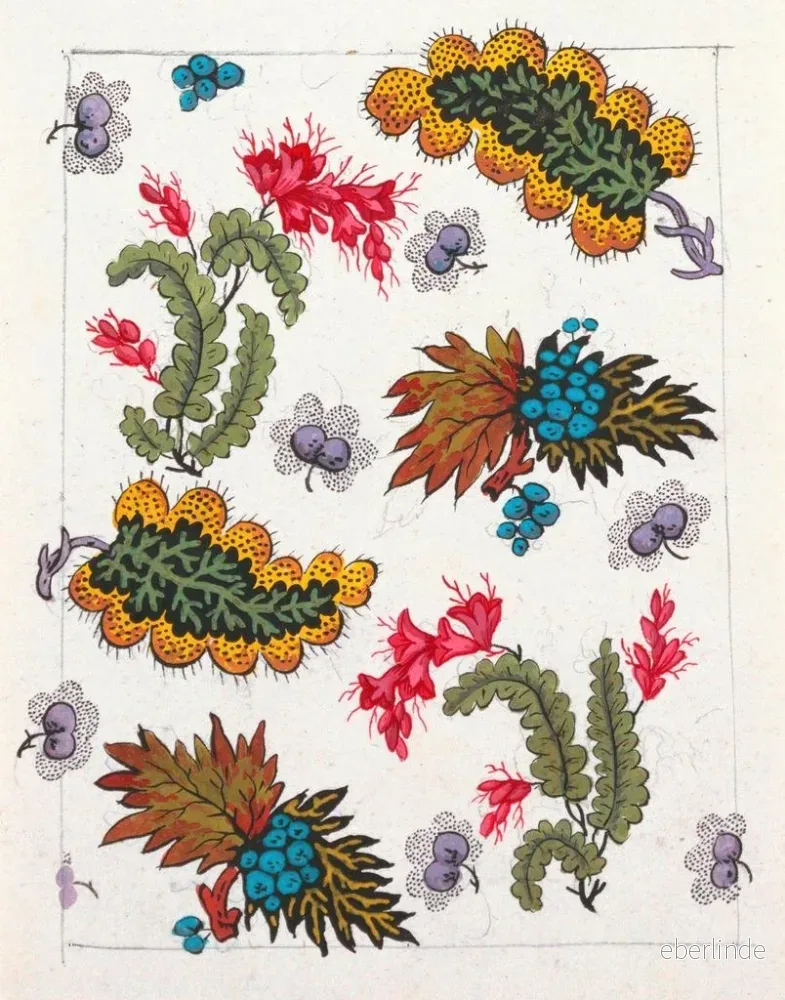 Målning Motif floral för textiltryck Pl III - Anonym | Konsttryck - Bild 2