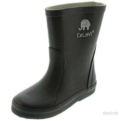 Celavi Barn unisex vattentäta gummikängor, 100% naturgummi regnstövlar, storlek: 19, färg: Grå, 1147 5712672001692