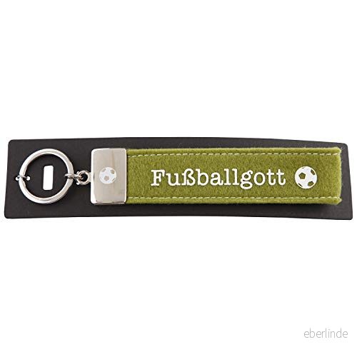 Depesche 4298 011 slingor nyckelring av filt, med graverad metallkant och ikonisk tryck, fotboll, grön, ca 18,7 x 4,4 1 cm 4010070335366