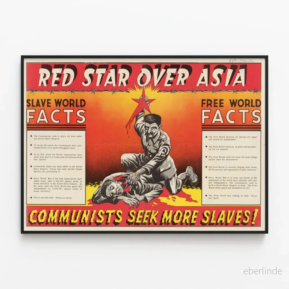 Vintageposter Röd Stjärna över Asien – Väggdekoration Politisk Vintageposter Röd Stjärna över Asien – Väggdekoration Politisk