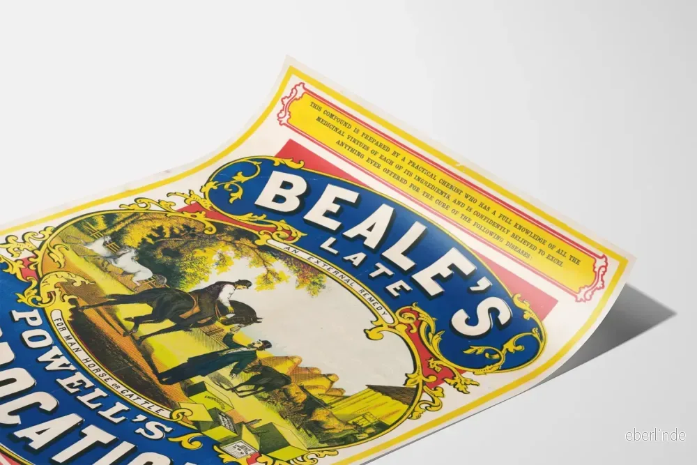 Vintageposter Beale's Late Powell's Embrocation för väggdekoration - Bild 3