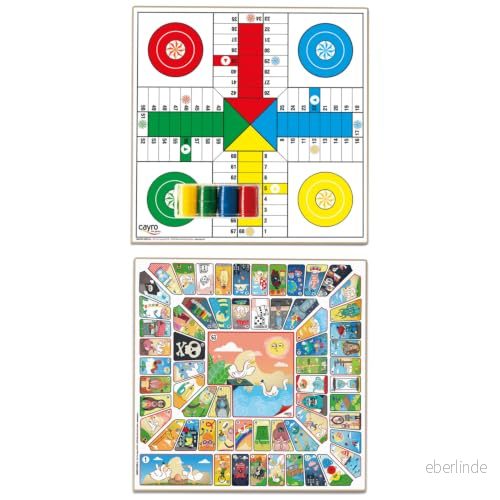 Cayro - Ludo & gåsbräda högkvalitativt trä klassisk och elegant design storlek 40 x traditionellt spel kognitiv utveckling hållbar delar ingår 8422878101382