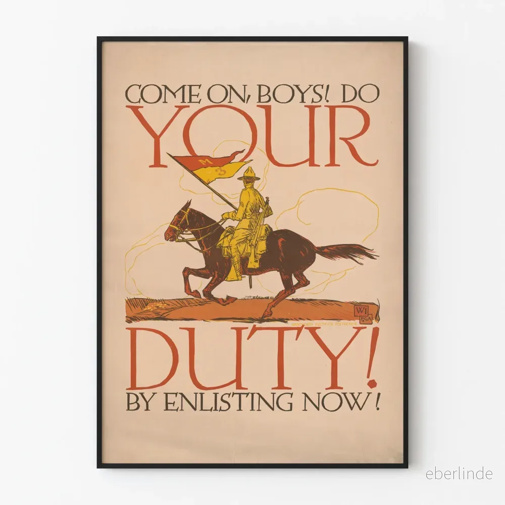 Vintage militärposter Come On Boys Do Your Duty