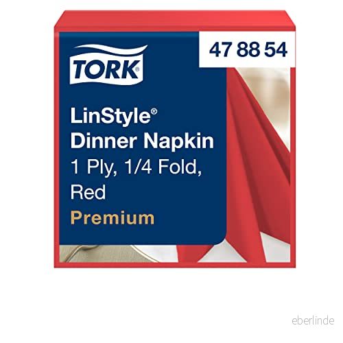 Tork LinStyle® Middagsservett Röd, 1/4 vikt 1 lagers, 39 cm x cm, 12 50 servetter, 478854 7322540653076