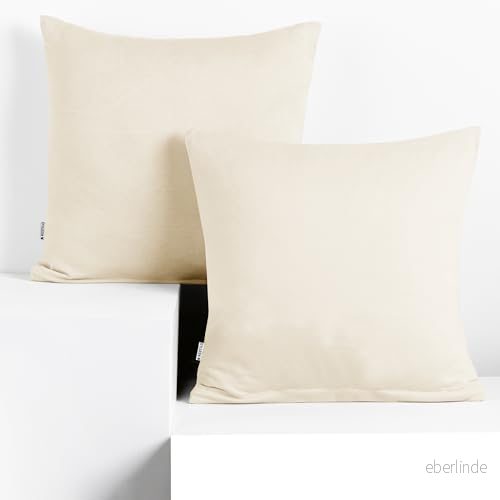DecoKing 2 örngott 80 x cm, jersey, bomull, dragkedja, ecru bärnsten 5903575035666