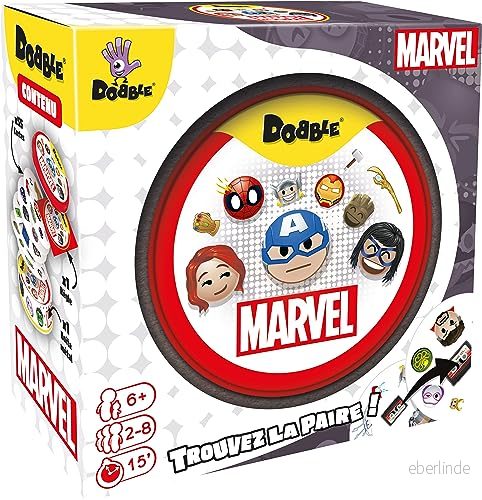 Asmodee Dobble: Officiell Marvel Emoji Brädspel Hastighet och observationsspel Familjekortspel Barnspel från 6 år 28 spelare fransk version 3558380108771