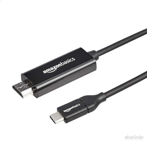 Amazon Basics USB C (källa) till HDMI (skärm) kabeladapter (Thunderbolt 3 kompatibel) 4K vid 30 Hz, 183 cm, svart 192835002073