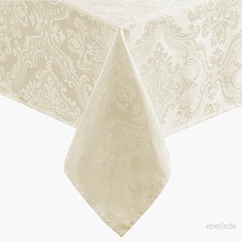 Elrene damast bordsduk 60" x 84" Oblong Elfenben 739550332773