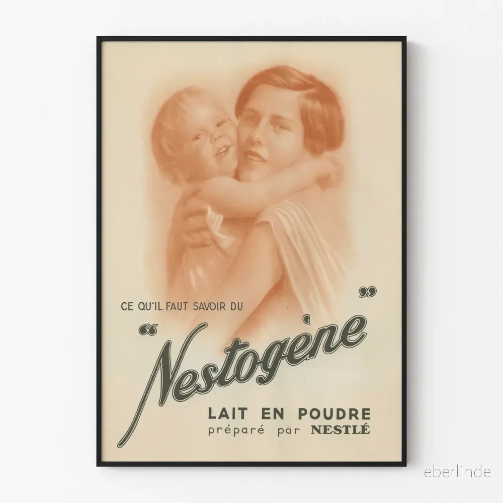 Vintageposter Nestogène Mjölkpulver av Nestlé för väggdekoration