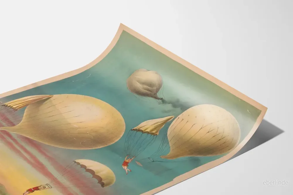Vintage affisch för fallskärmshoppning och luftballonger - Bild 3