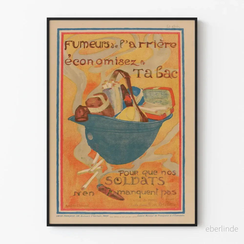 Vintageposter av Rökare i Bakgrunden – Spara på Tobaken