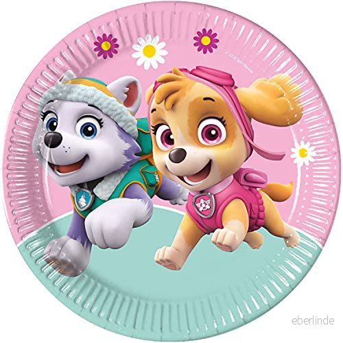 PROCOS Papperstallrikar Paw Patrol Skye & Everest, 23 cm, 8 st (plastfria) 5201184934425