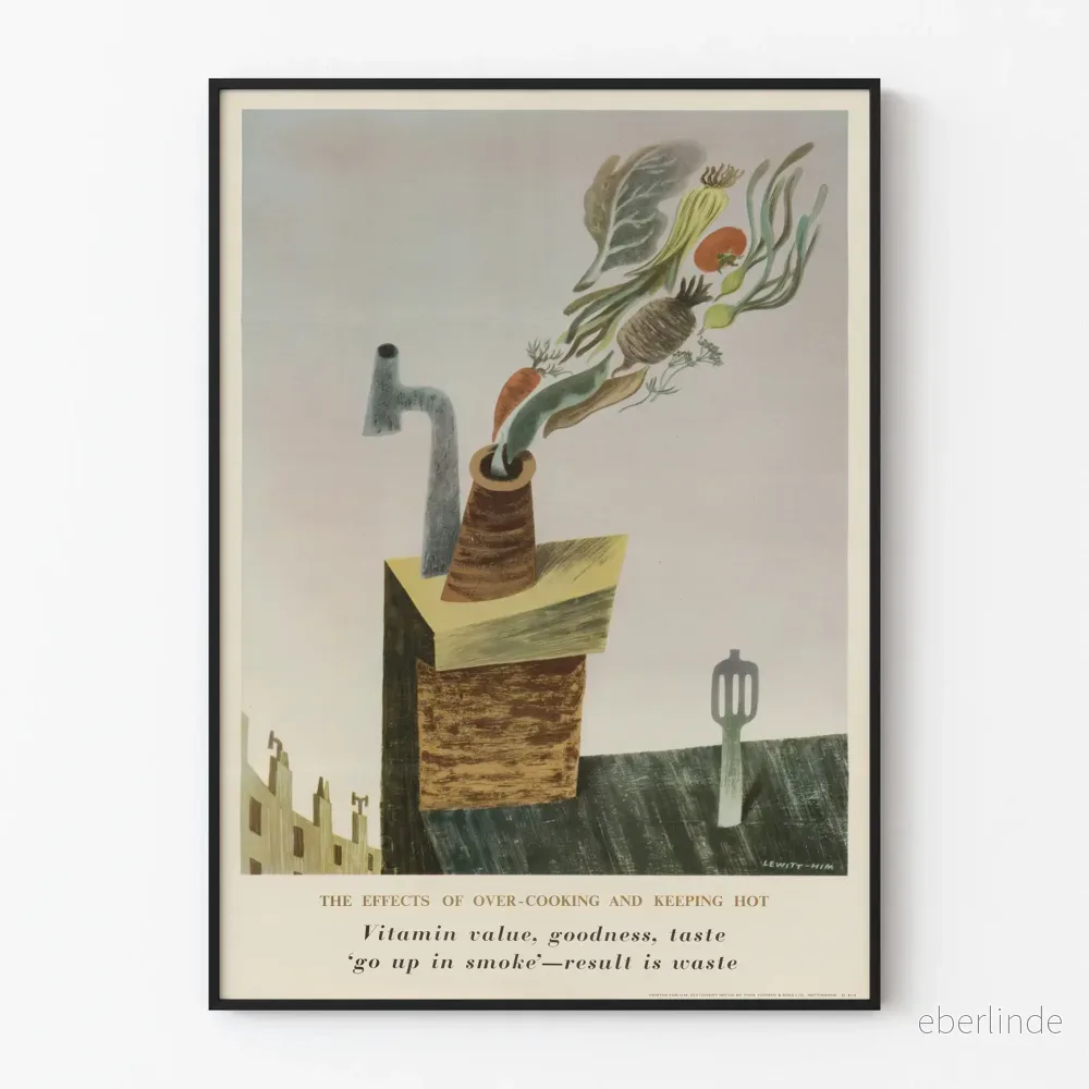 Vintageposter om effekterna av överkokning i matlagning