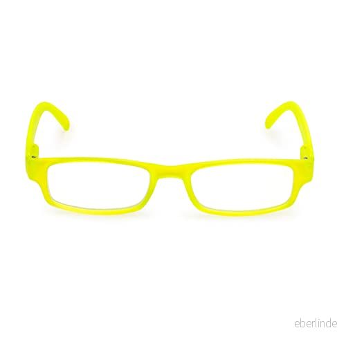 Contacta, Fluo Läsglasögon för män och kvinnor, lätta färgglada läsglasögon, praktiska funktionella, ram med flexstänger, dioptrar +3,00, gul färg, 18 g 8054529513864