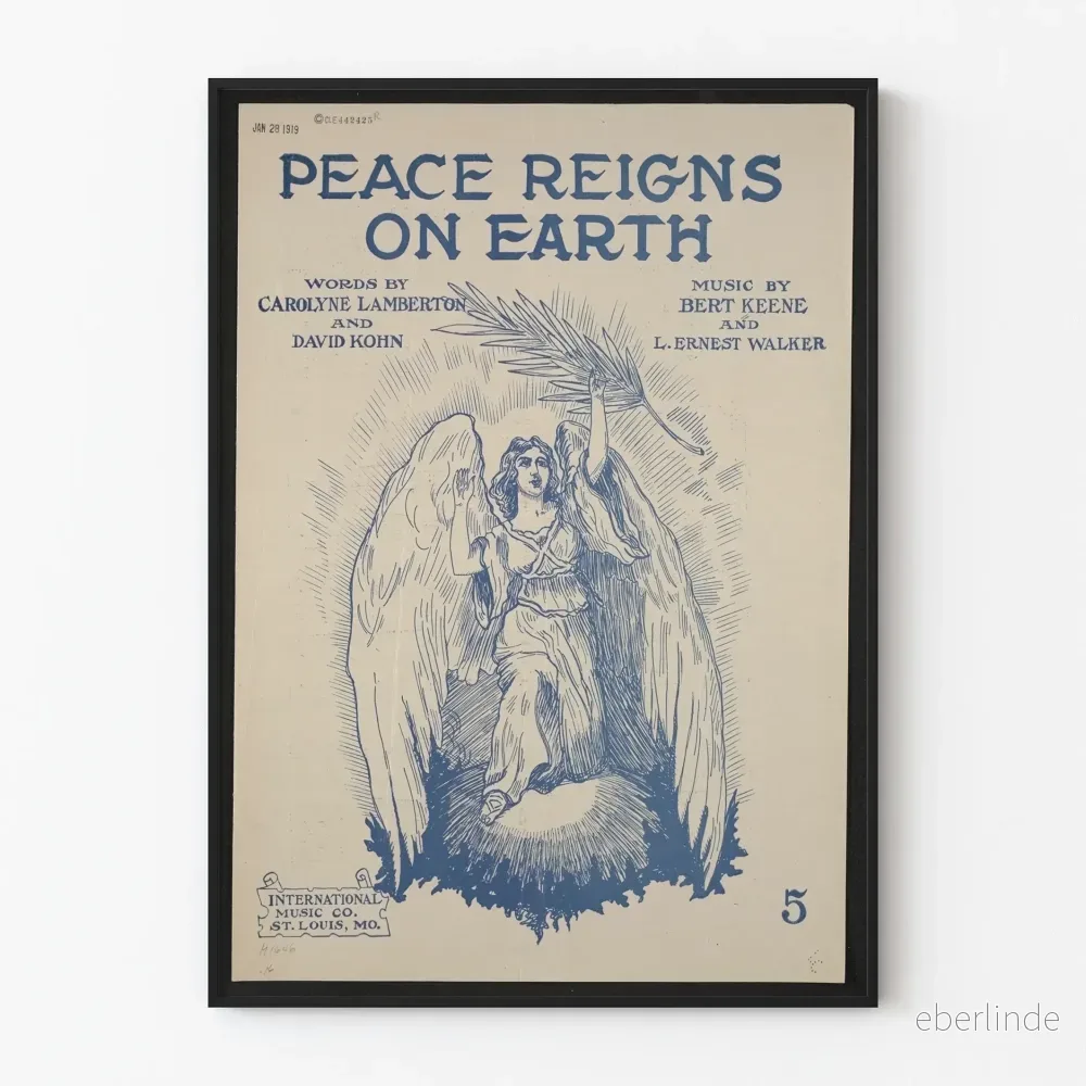 Dekorativ poster ”Fred råder på jorden” med ängel och palmgren Dekorativ poster ”Fred råder på jorden” med ängel och palmgren