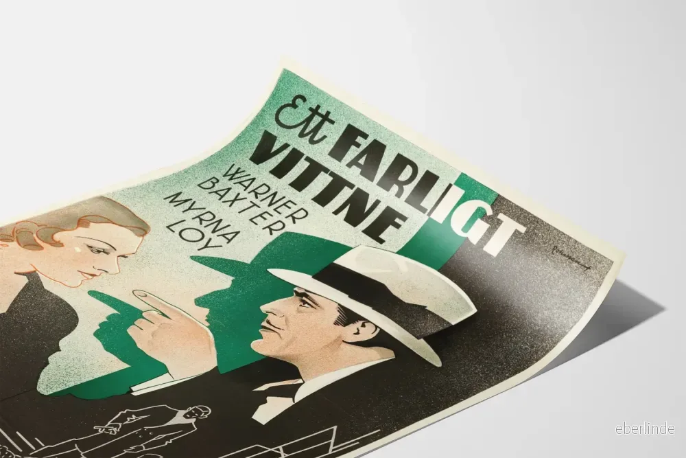 Vintage filmposter Ett Farligt Vittne - Retro väggdekoration - Bild 3