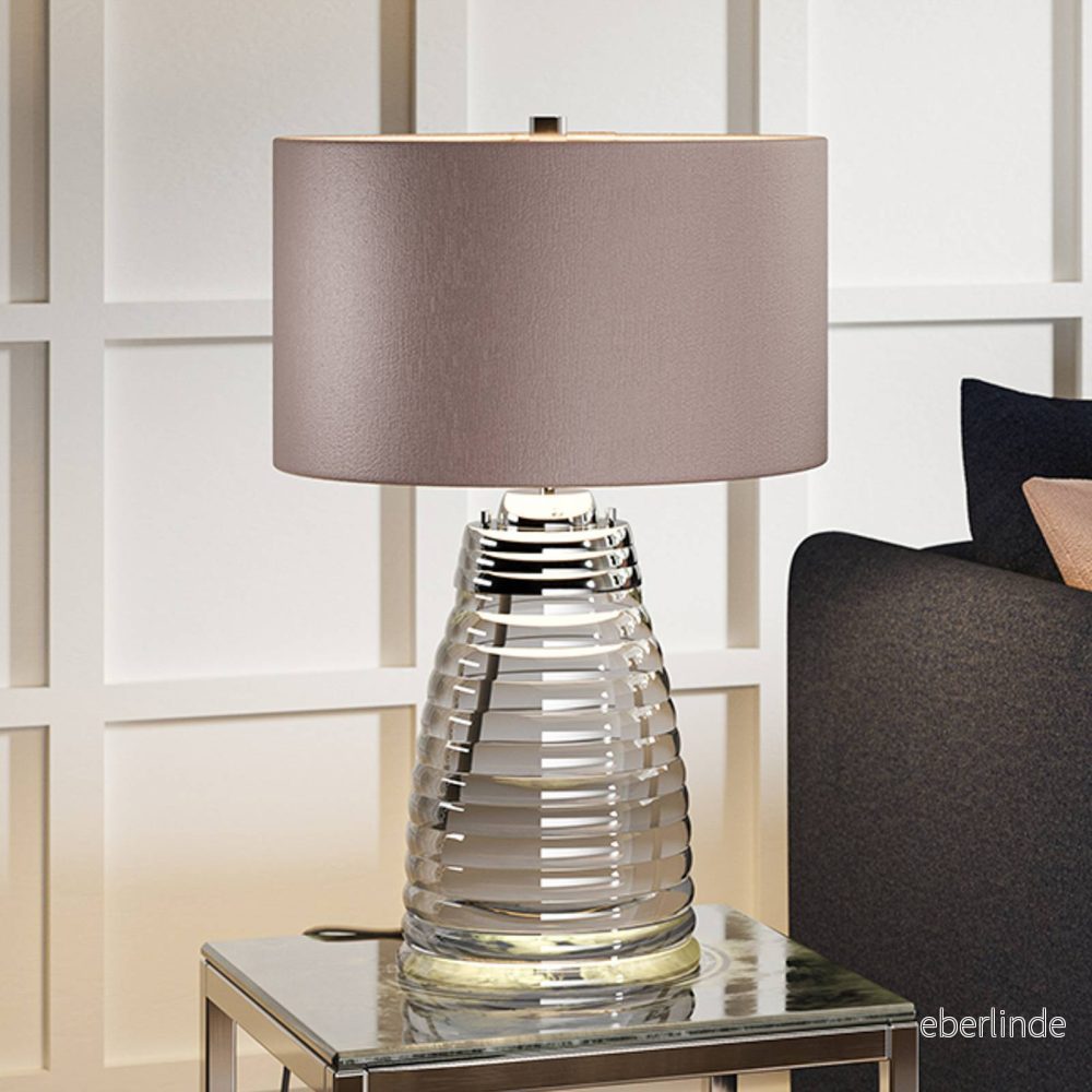 Quintiesse Bordslampa Milne glasfot skärm grå 5024005381419