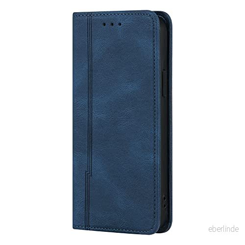 Fodral för iPhone 13 Pro Max PU läder flip hölster med korthållare, portmonnähölster plånbok, hållare (blå trycklinj) 742375807128