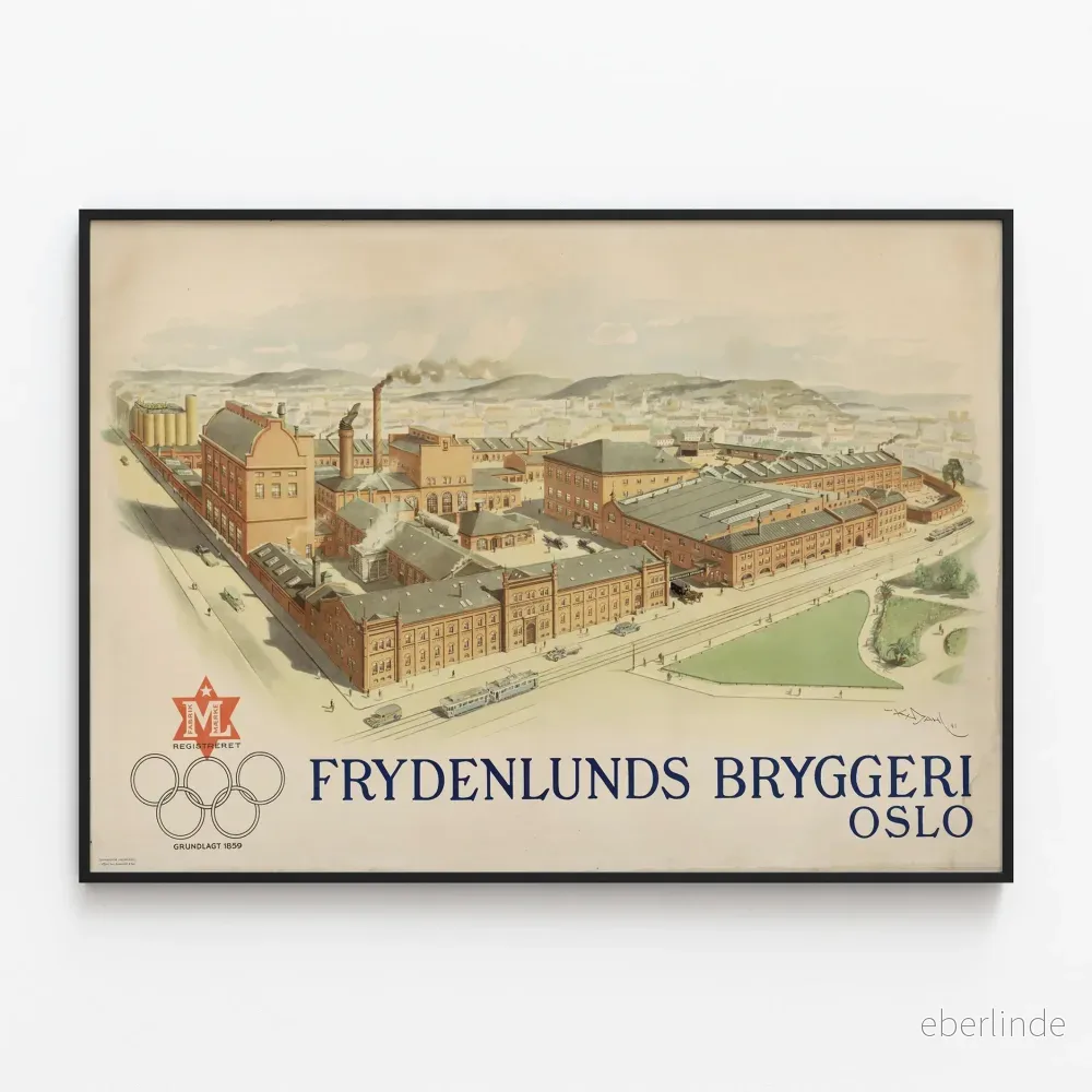 Vintageposter Frydenlunds Bryggeri Oslo – Industriell väggdekoration Vintageposter Frydenlunds Bryggeri Oslo – Industriell väggdekoration