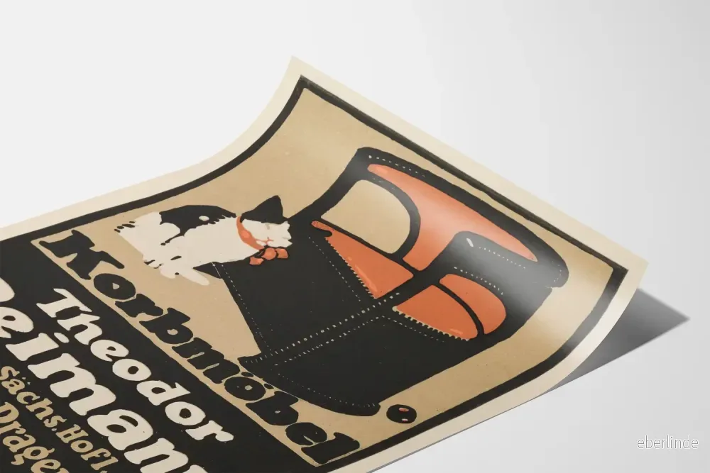 Vintageposter av rottingmöbler Theodor Reimann Dresden - Retro väggdekoration - Bild 3