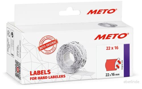 Meto Prismärkningsetiketter (22 x 16 mm, 2 rader, 6 000 stycken, fluorröd, permanent, prisetiketter för Meto, Contact, Sato, Avery, Tovel, Samark etc.) 4058096475819