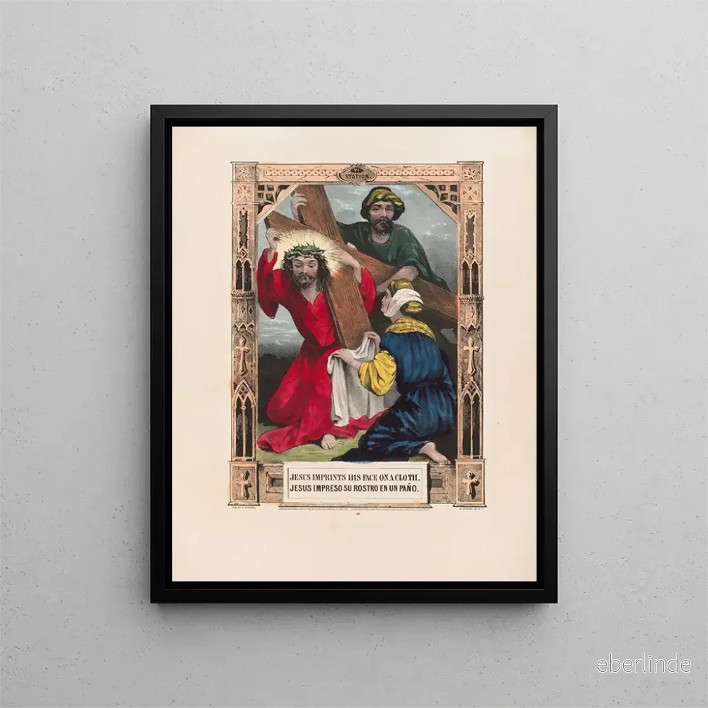 Målning av Jesus som trycker sitt ansikte på en tygbit – Currier & Ives | Konsttryck Målning av Jesus som trycker sitt ansikte på en tygbit – Currier & Ives | Konsttryck