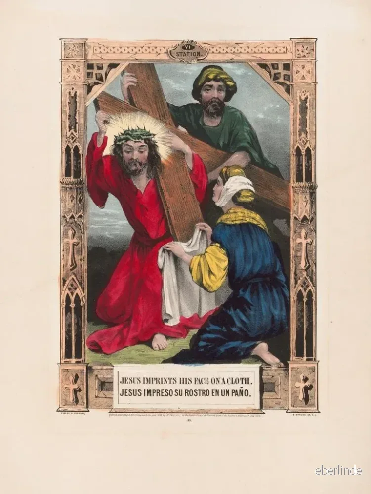 Målning av Jesus som trycker sitt ansikte på en tygbit - Currier & Ives | Konsttryck - Bild 2