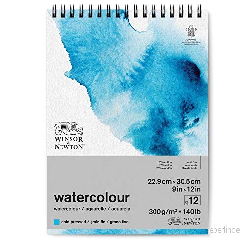 Winsor & Newton 6662582 Classic akvarellpapper i spiralbindning 12 ark 22,9 x 31 cm, 300 g/m², kallpressat, lätt texturerat vitt papper arkivbar kvalitet, gulbeständigt 884955076521