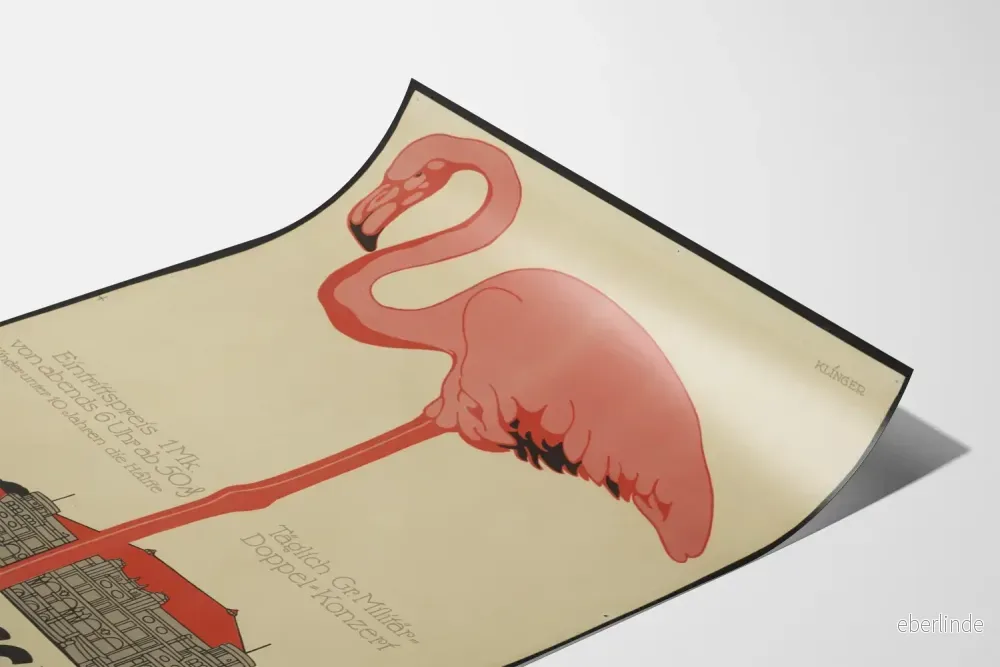 Vintage affisch för väggdekoration Zoo Flamingo Rosa - Bild 3