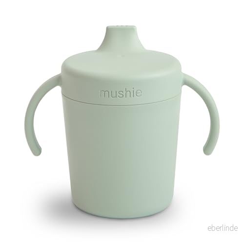 Mushie Trainer Sippy Cup Tillverkad i Danmark Läckagesäkert vridbart lock och handtag 6 månader + (salvia) 810052468112