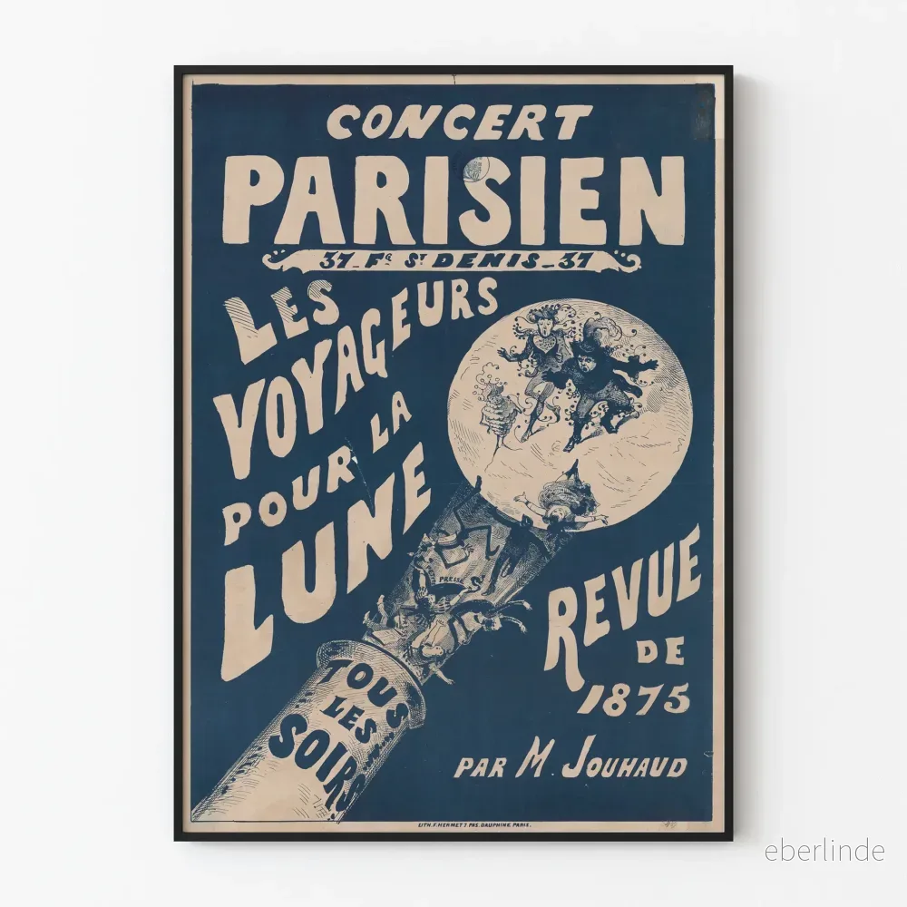 Konsertposter Parisiska Resenärer till Månen - Vintage Väggdekoration